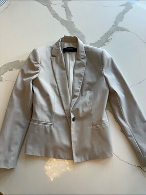Zara Single-Button Tailored Blazer CREAM coloured